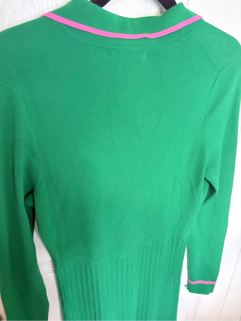 Boden Mollie Green Pink Trim Pleated Knit Midi Dress US 8 UK 12 - Picture 11 of 13